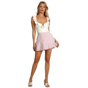 Lulu's Here We Go Gingham Ruffle Skort Size XL